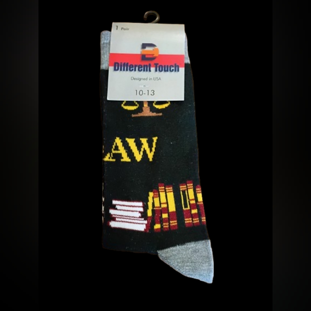Men's Casual Dress Socks Black Law Pattern Different Touch Size 10-13